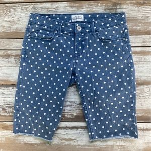 Aeropostale polka dot denim cut off shorts, blue and white, waist 29, inseam 10